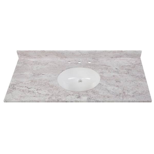 Home Decorators Collection 49 in. W x 22 in. D Stone Effects Cultured Marble Vanity Top in Winter Mist with Undermount White Sink
