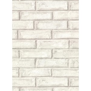 Appleton Off-White Faux Weathered Brick Off-White Wallpaper Sample