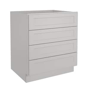 30 in. W x 24 in. D x 34.5 in. H in Shaker Dove Plywood Ready to Assemble Floor Base Kitchen Cabinet with 4 Drawers