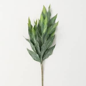 28" Frosted Leafy Stem; Green