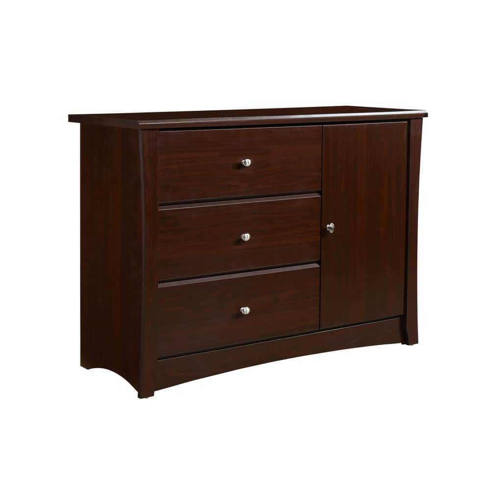 Espresso 3-Drawer Combo Nursery Dresser with Cabinet