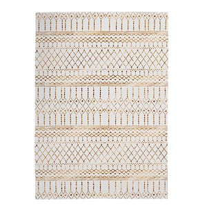 Belle Faux Rabbit Ivory & Gold 5x7 Area rug