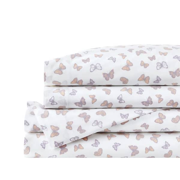 StyleWell Kids Cotton Butterfly Printed 4-Piece Full Sheet Set