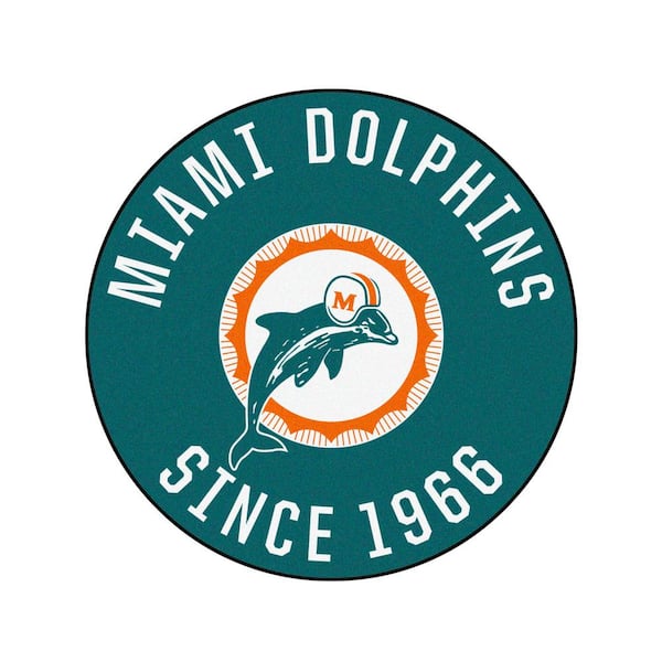 FANMATS Teal 2 ft. 3 in. Round Miami Dolphins Vintage Area Rug