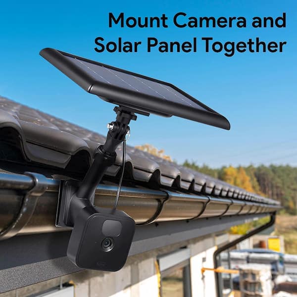 Wasserstein 2-in-1 Universal Gutter Mount Compatible with Wyze, Blink, Ring, Arlo, Eufy Camera - Mount Your Security Cam and Solar Panel (Black)