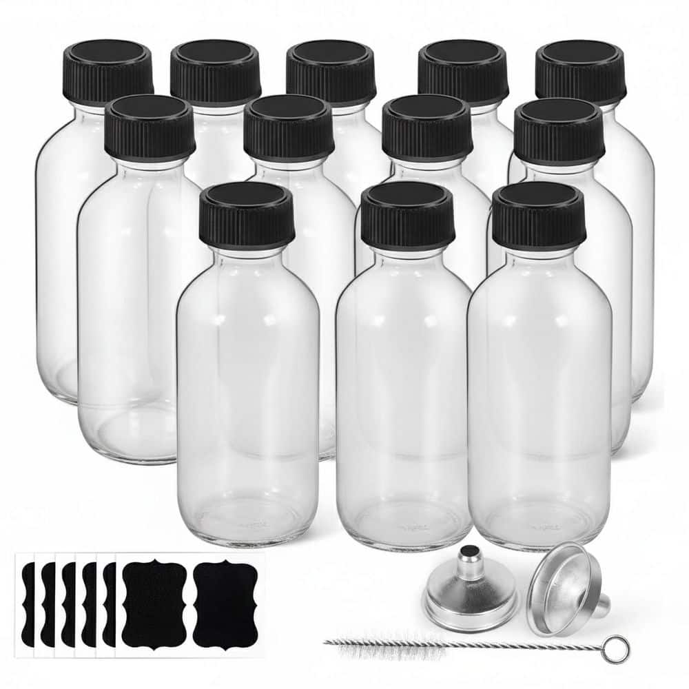 12 Pack Clear Round Glass Bottle 2oz Decorative Accessory Leakproof for Ginger Shots, Juice & Vanilla Extract price history on PriceWatchPro