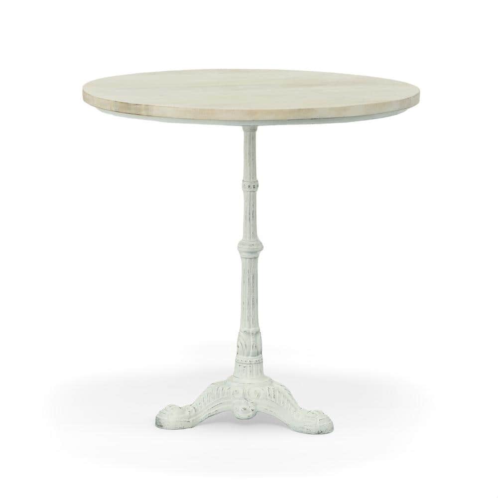 Velia Whitewash Wood 30 in. Pedestal Dining Table Seats 4