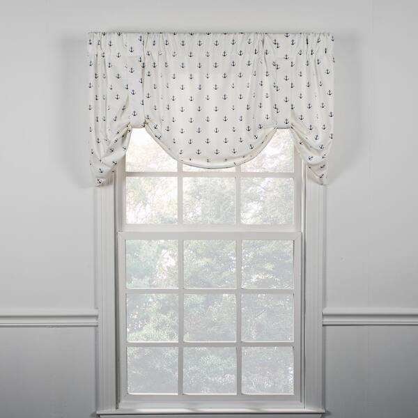 L Cotton Lined Tie Up Valance, White Valance Curtains