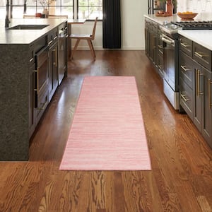 Washable Essentials Pink 2 ft. x 10 ft. All-over design Contemporary Runner Area Rug