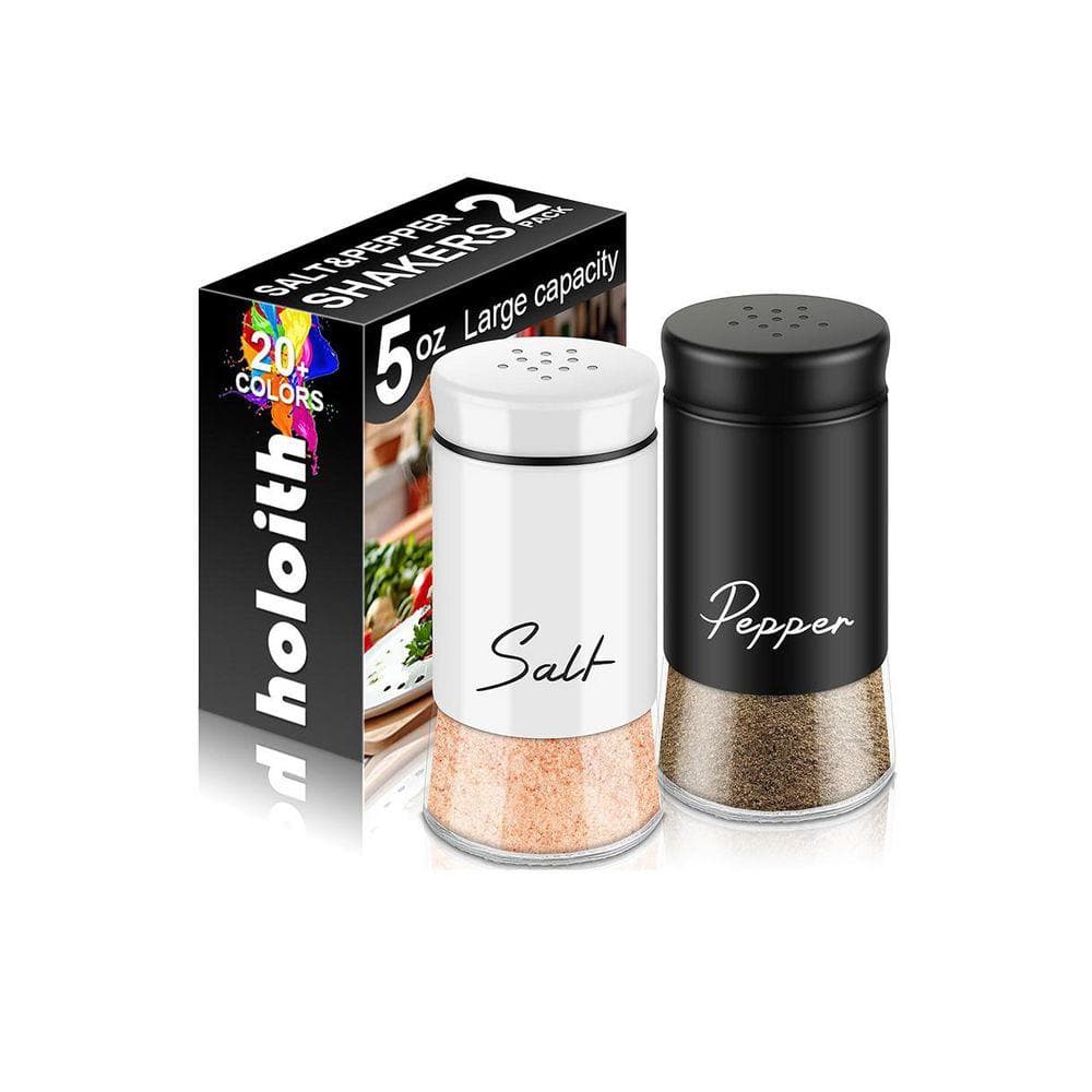 Lynzavix Salt and Pepper Shakers Set Black and White Glass
