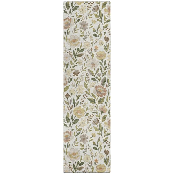 Chantille Machine Washable Indoor/Outdoor Abstract ACN2438 Ivory 2 ft. x 7 ft. Runner Rug