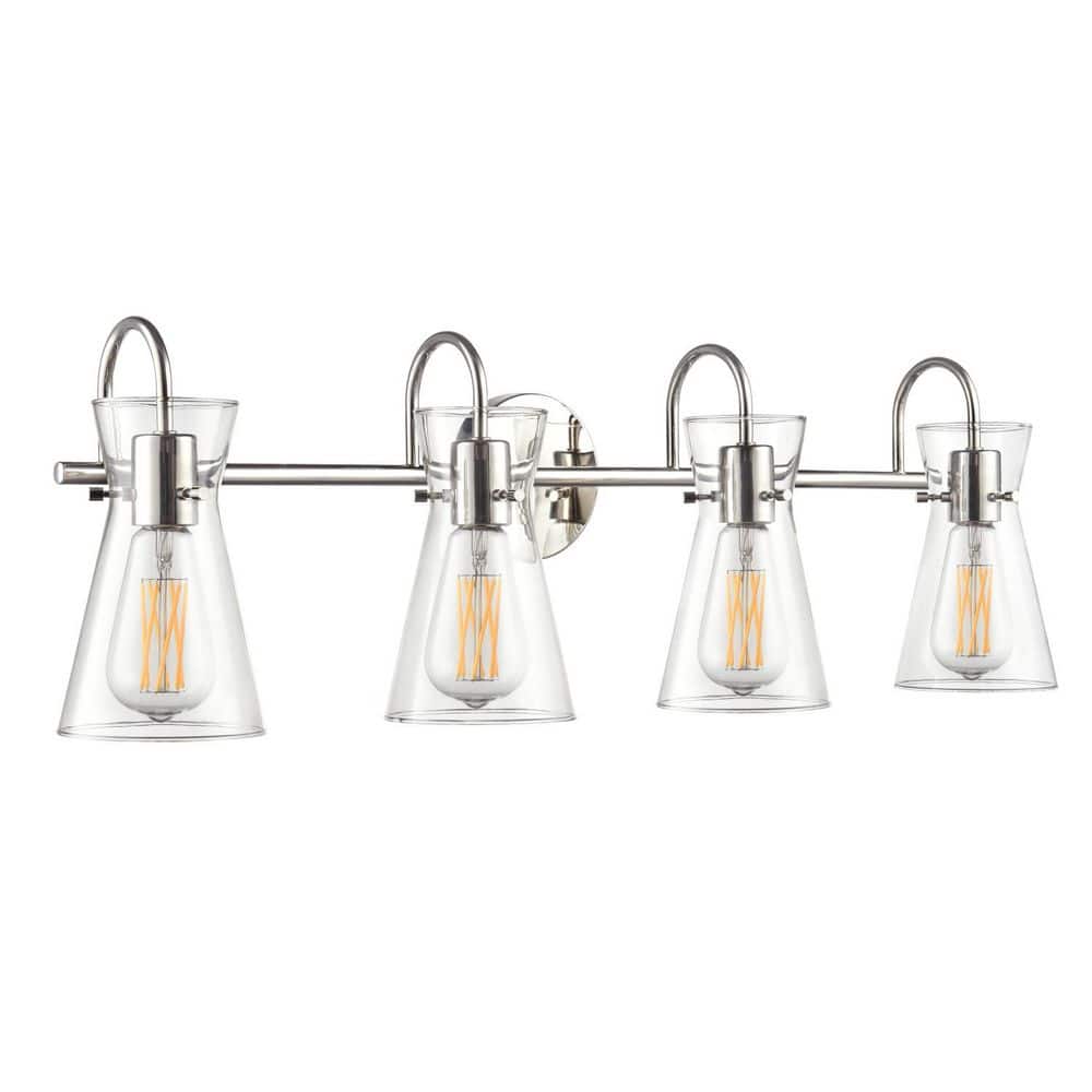 Camellia 30.75 in. 4-Light Polished Nickel Vanity Light with Clear Glass Shades price history on PriceWatchPro