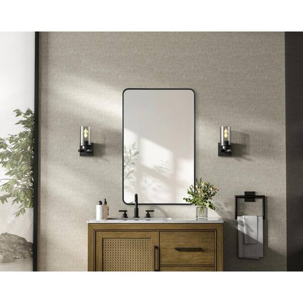 Timeless Home Black 30 in. W x 48 in. H Contour Wall Mirror