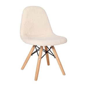 Off-White Fabric Kids Furry Chair