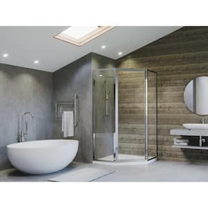 Legend 54 in. x 66 in. Framed Neo-Angle Hinged Shower Door in Chrome and Clear Glass