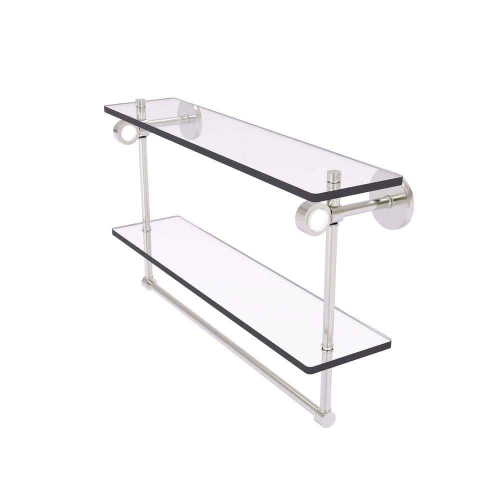 Clearview Collection 22 Inch Double Glass Vanity Shelf with Integrated Towel Bar in Satin Nickel price history on PriceWatchPro