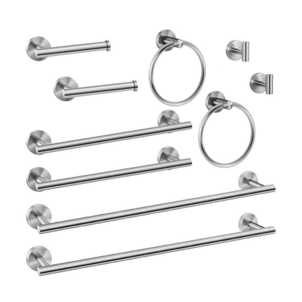 10 Piece Brushed Nickel Bathroom Hardware Set with Towel Bars, Towel Ring, Toilet Paper Holder, Hooks price history on PriceWatchPro