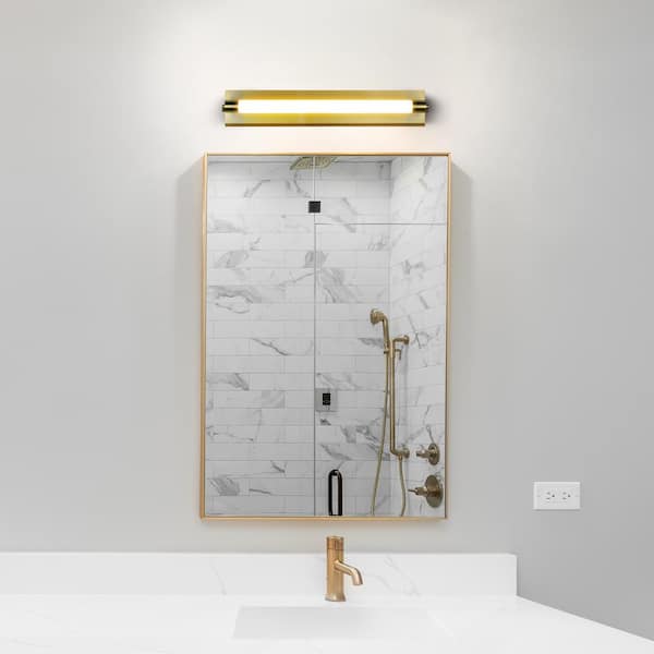 Procyon 24 in. ETL Certified Integrated LED ADA Compliant Bathroom Lighting Fixture in Antique Brass