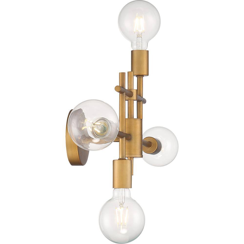 Delphi Geometric 4-Light Vanity in Aged Gold and Black Finish