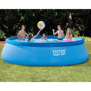 15 ft. x 42 in. Round Inflatable Easy Set Swimming Pool and Debris Vinyl Cover Tarp