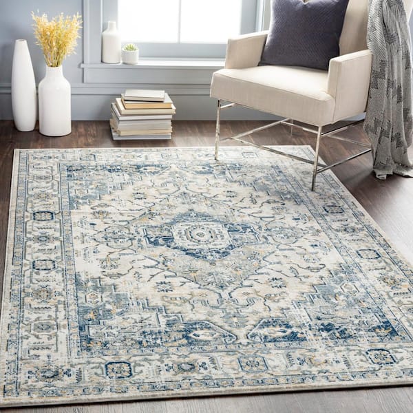 Gilboa Gray/Navy 5 ft. x 7 ft. Indoor Area Rug