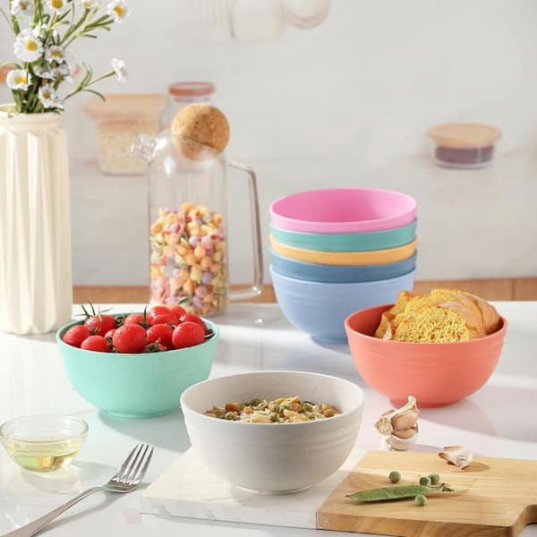 8-Piece 26 oz. Multi-Colored Wheat Straw Cereal Bowl for Cereal, Snack, Soup, Salad & Rice, Microwave & Dishwasher Safe