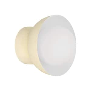 Ventura Dome 1-Light Cottage White Finish Open Faced Wall Sconce with White Frost Glass Globe
