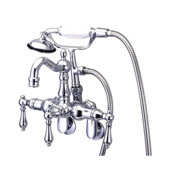 Victorian Adjustable Center 3-Handle Claw Foot Tub Faucet with Handshower in Chrome