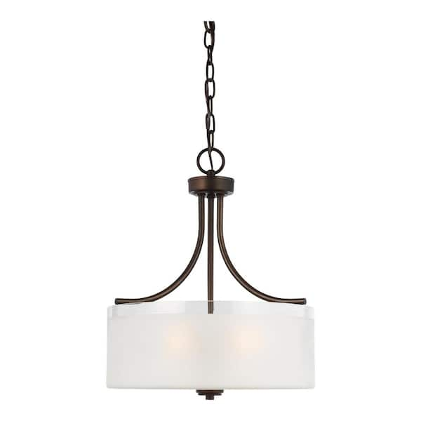 Generation Lighting Norwood 3-Light Burnt Sienna Pendant with Clear Highlighted Satin Etched Glass Shade