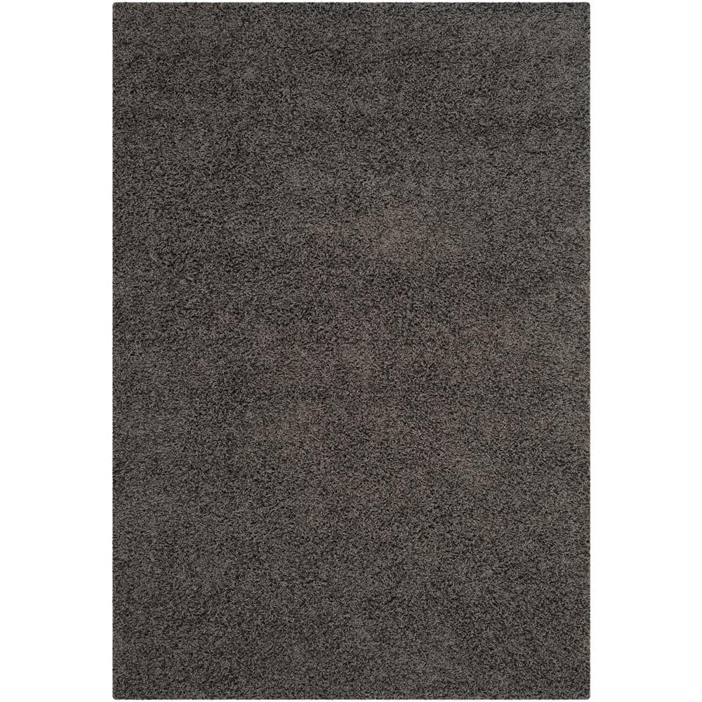 Athens Dark Gray Synthetic Shag Area Rug 5'1" x 7'6"