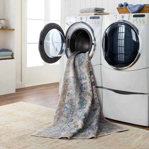 Livonia Red/Blue 8 ft. x 10 ft. Indoor Machine-Washable Area Rug