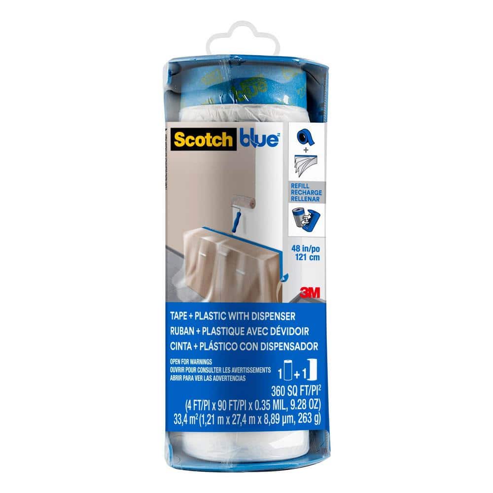 ScotchBlue 4 ft. x 90 ft. Clear Pre-Taped Painters Plastic Sheet with Edge