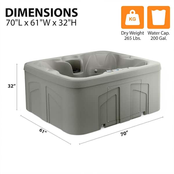 LS100 Taupe 4-Person Plug and Play 13-Jets Square Hot Tub Spa with Black Cover, 110-Volt