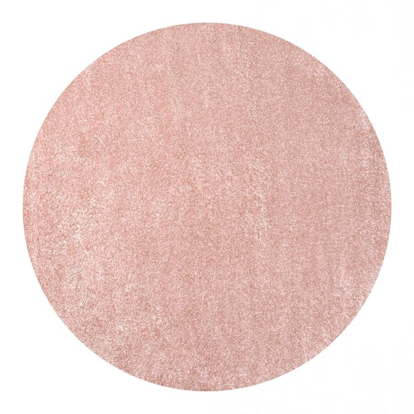 Haze Solid Low-Pile Pink 8 ft. Round Area Rug
