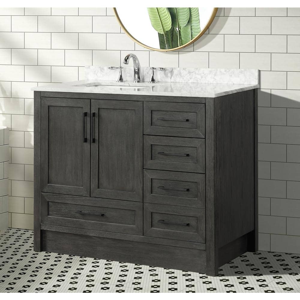 Huntington 42" Weathered Gray Solid Wood Bathroom Vanity
