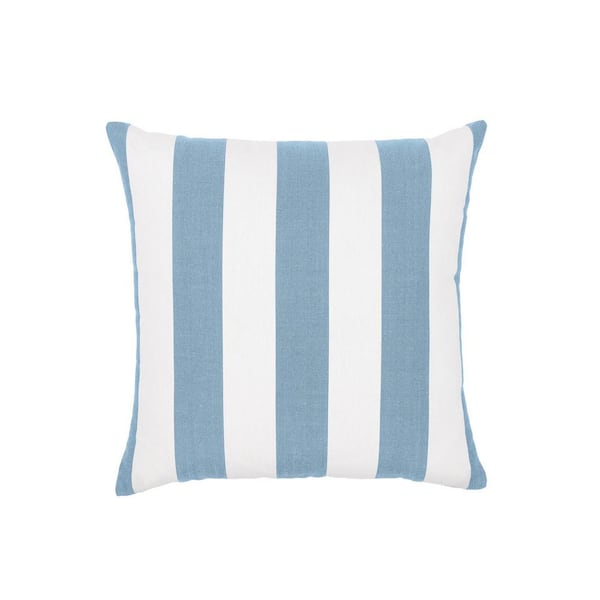 Cabana Stripe Sky Blue/White Set of Two 18 in. Knife Edge Filled Outdoor Throw Pillow