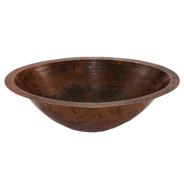 Premier Copper Products Under-Counter Master Bath Oval Hammered Copper Bathroom Sink in Oil Rubbed Bronze