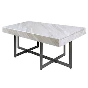 Belaire 47.25 in. Gray and Gun Metal Rectangle Faux Marble Coffee Table