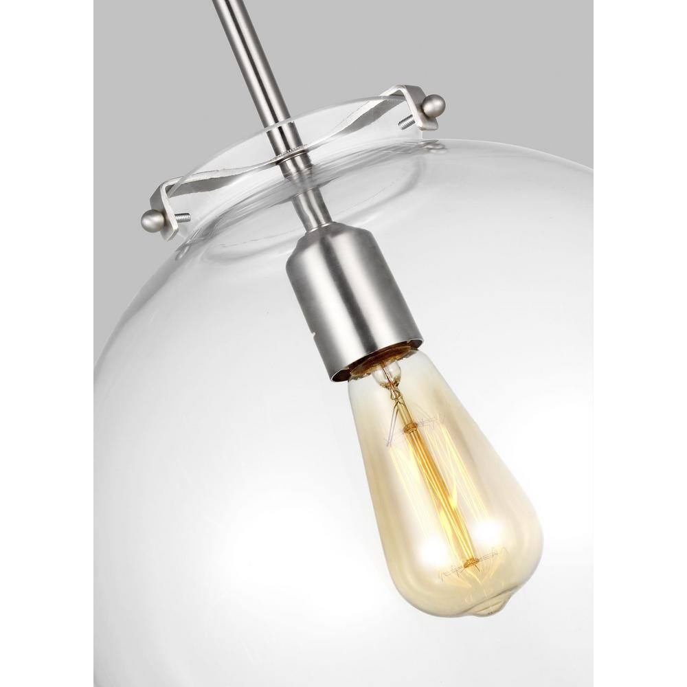 Kate 12" Clear Glass Globe Pendant in Brushed Nickel