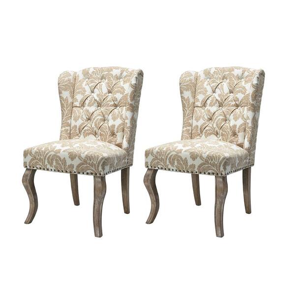 JAYDEN CREATION Larson Antiqut Leaf Tufted Back Accent Chair (Set of 2 ...