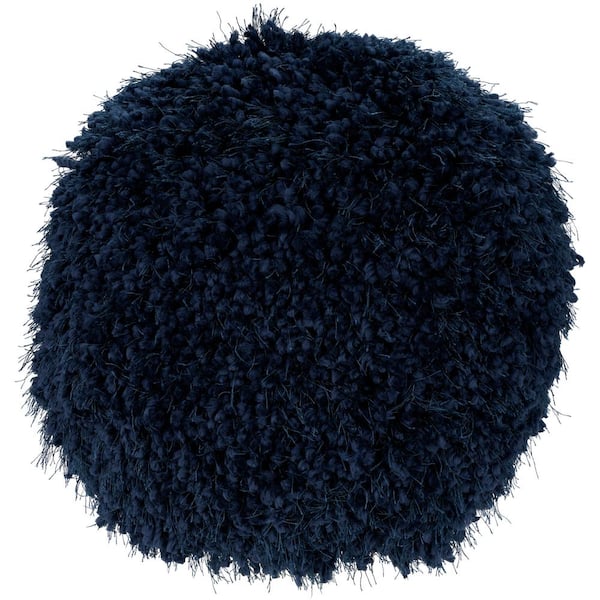 Mina Victory Shag Navy Shag 14 in. x 14 in. Round Throw Pillow