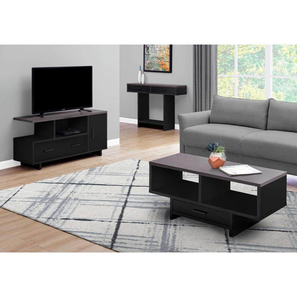 Black and Gray Two-Toned TV Stand with Storage, 47.25 in