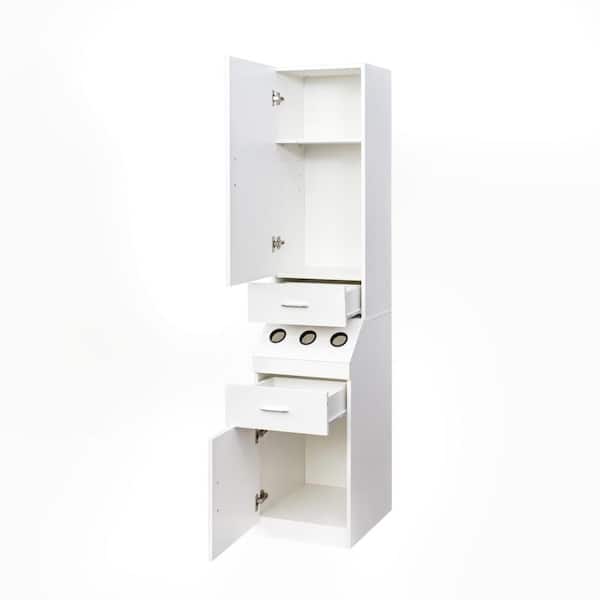COWLOWN 15.75 in. W x 17.72 in. D x 71.26 in. H Bathroom White Linen Cabinet