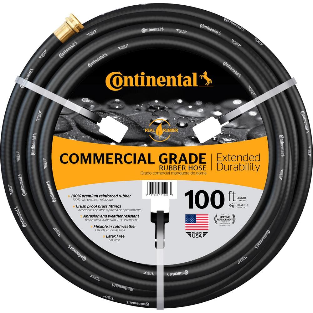 Continental Premium 5/8 in. Dia x 100 ft. Commercial Grade Rubber Black Water Hose 21174733 - The Home Depot