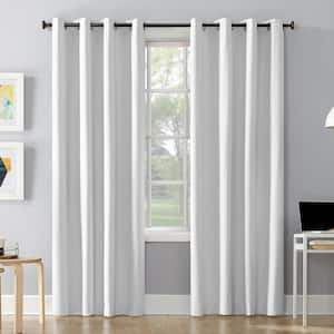 Duran White Polyester Solid 50 in. W x 63 in. L Noise Cancelling Grommet Blackout Curtain (Single Panel)
