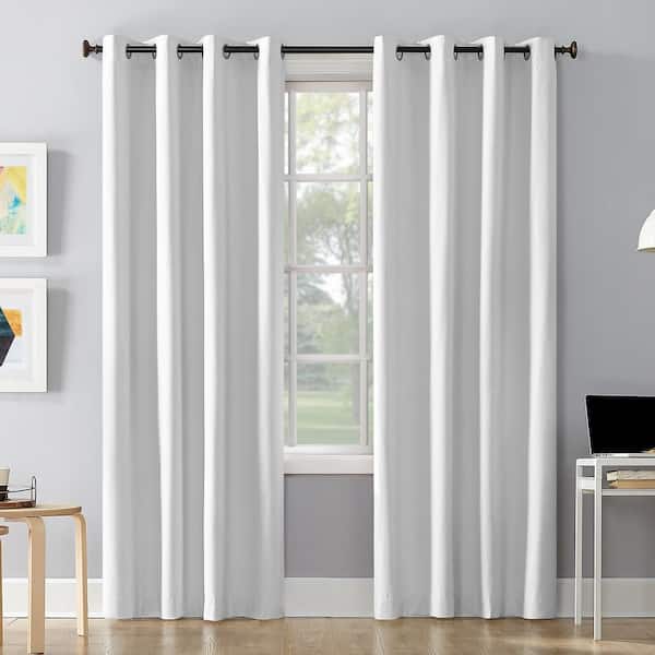 Sun Zero Duran White Polyester Solid 50 in. W x 95 in. L Noise Cancelling Grommet Blackout Curtain (Single Panel)