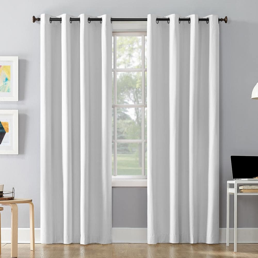 White 50x108 Polyester Blackout Grommet Curtain Panel