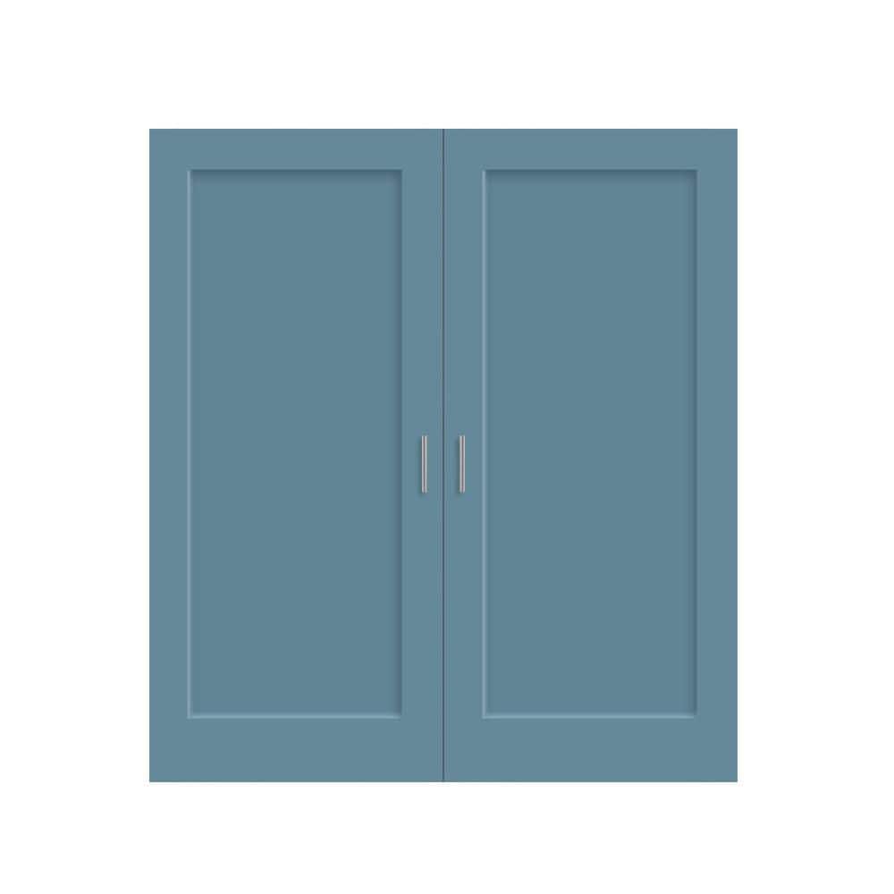 48 in. x 80 in. 1-Panel Hollow Core Dignity Blue Composite Interiror Double Door Slabs w/ Magnetic Catch and Handle price history on PriceWatchPro