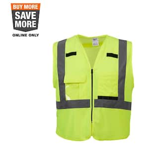 Small/Medium Yellow Class 2 High Visibility Safety Vest with 10 Pockets