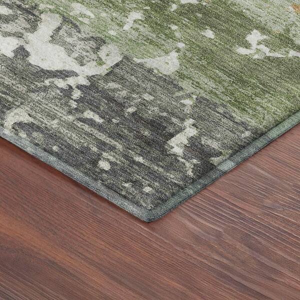 Mayfield Premium Machine Washable Abstract AMF2398 Aloe 10 ft. x 14 ft. Area Rug